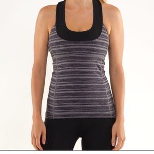 Lululemon Black and Grey Striped Scoop-Neck Tank